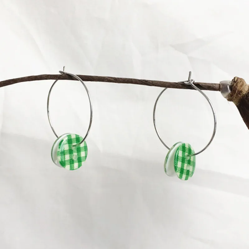 Новые простые Harajuku Классический 6 Цвета геометрически кнопка в сетку серьги для