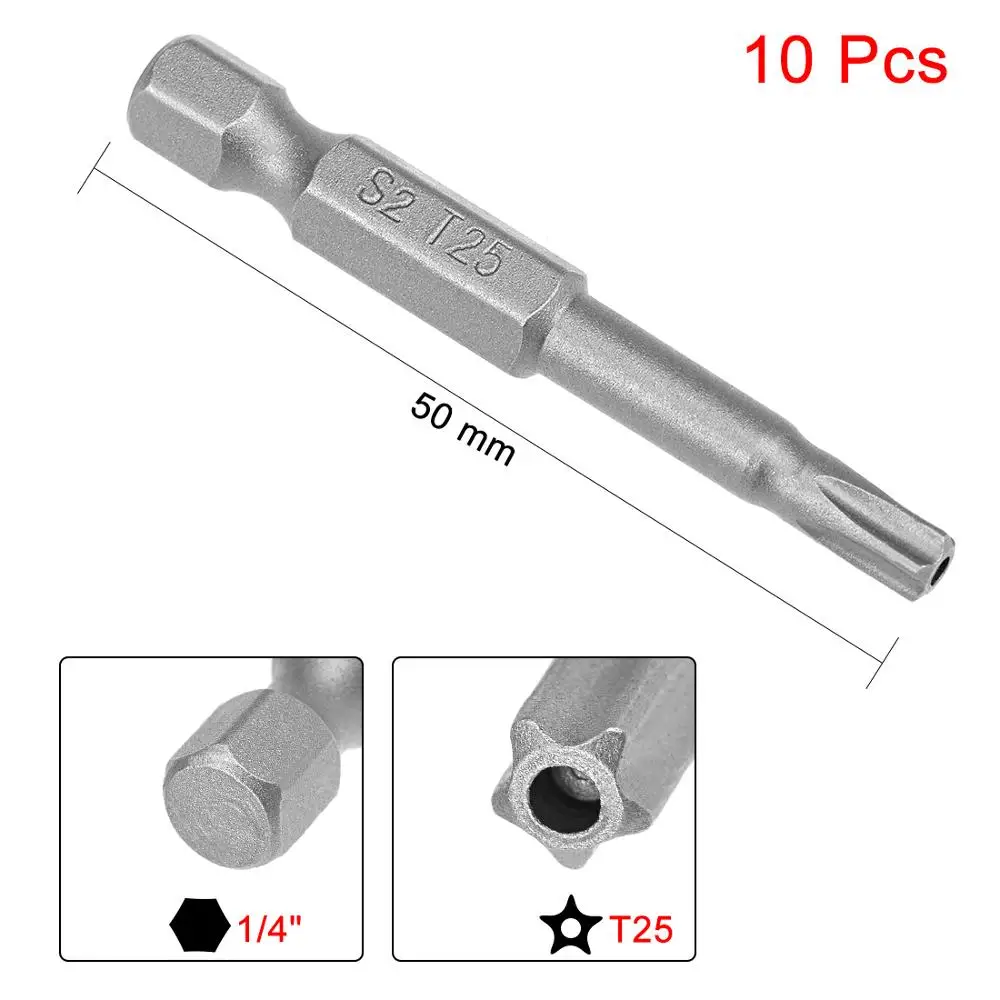 UXCELL новинка 10 шт. 50 мм 1/4 &quotшестигранный хвостовик T10 T15 T30 T27 T40 T25 T8 магнитная