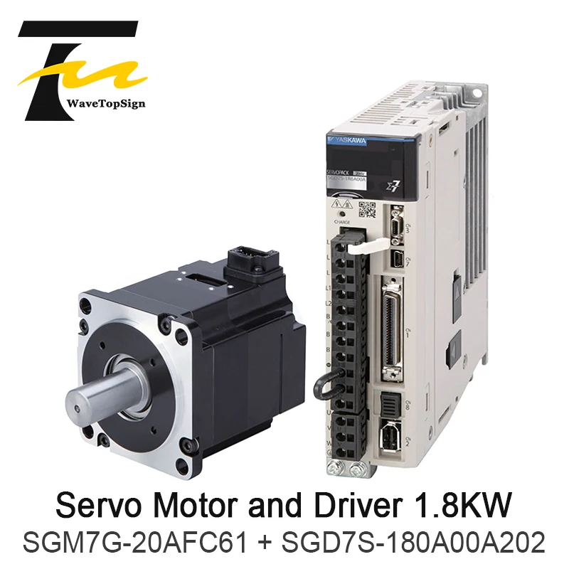 

WaveTopSign Servo Motor 1.8KW SGM7G-20AFC61 and Driver SGD7S-180A00A202 Cable 3 Meter