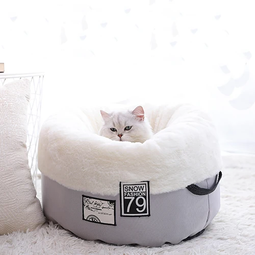 Hoopet, кошачья кровать, корзина для кошек, домик для домашних животных, кровать для собак, согревающий дом, мягкая для маленьких собак, зимняя Конура для кошек, щенков, гнездо - Цвет: Серый