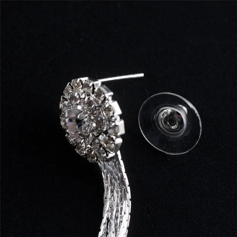 Новые модные висячие серьги с золотым и серебряным покрытием кристаллами