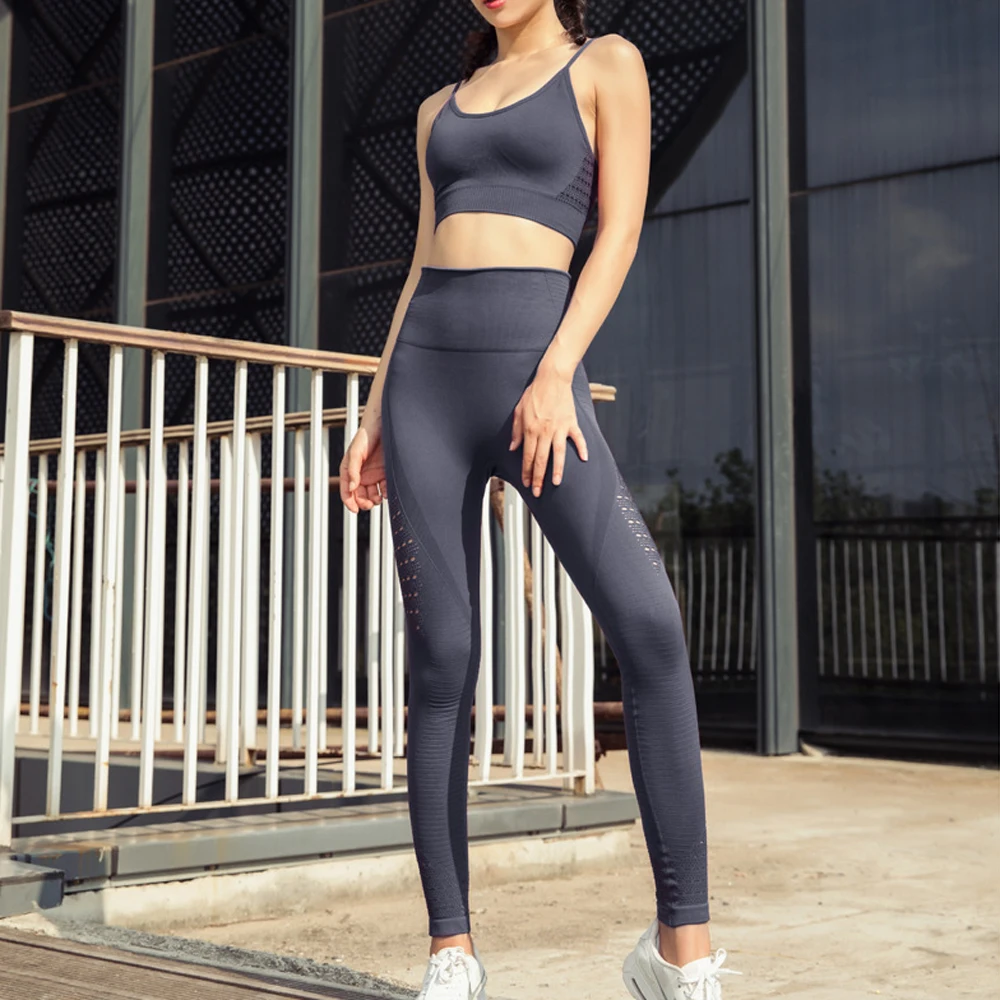 Комплект из двух предметов бесшовный для йоги сексуальный спортзала фитнеса