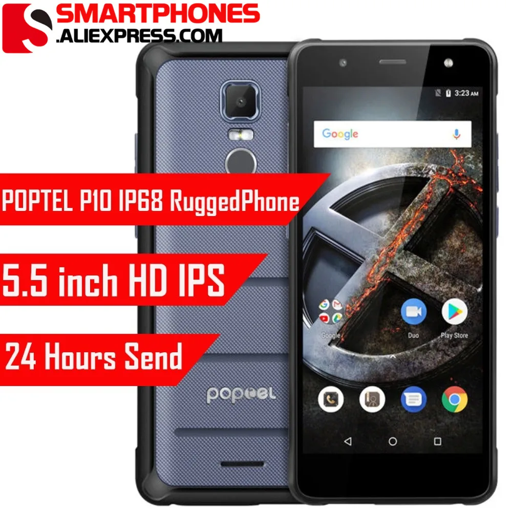 Оригинальный POPTEL P10 5 ''HD Android 8 1 мобильный телефон IP68 водонепроницаемое стекло