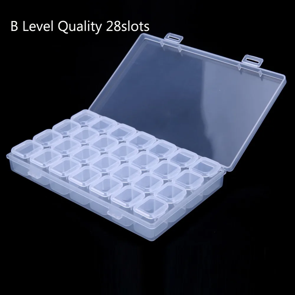 28 сетки Съемные ногтей Стразы ящик для хранения маникюрные инструменты