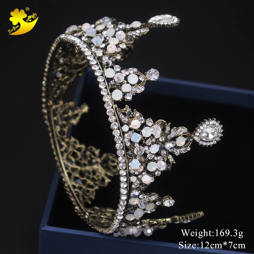 Xinyun Full Round Crown Vintage Hair Jewelry Baroque Crystal Accessories Tocados Para Novias Ornament Tiara | Украшения и