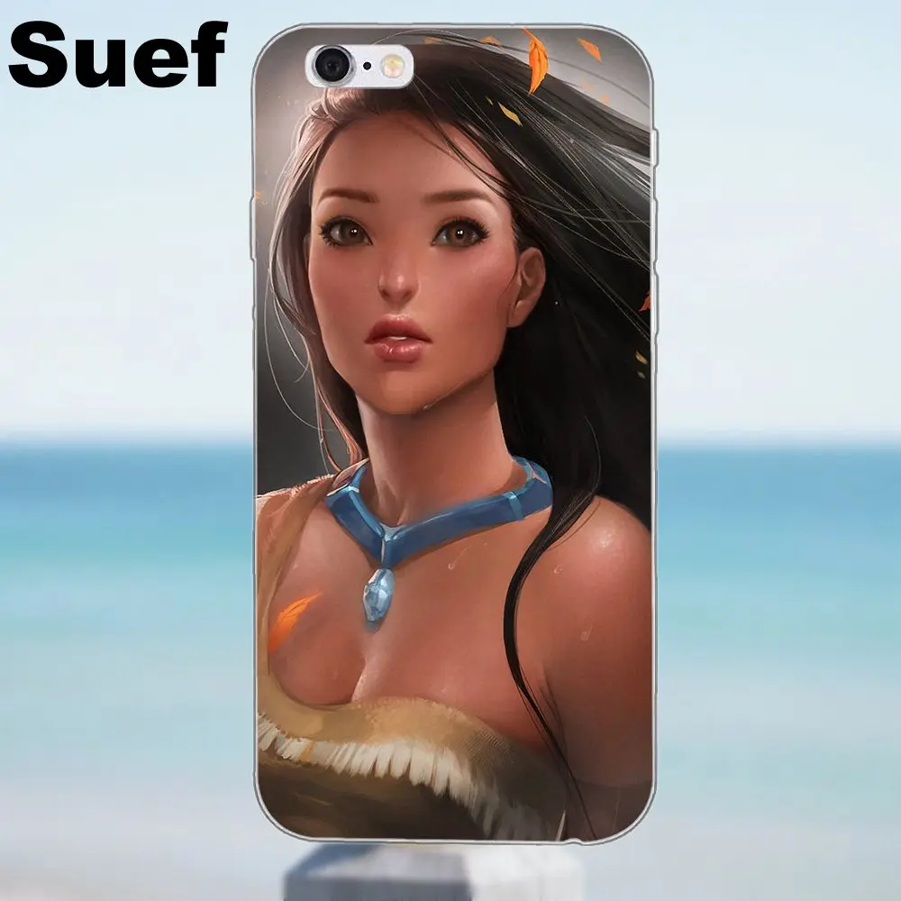 Suef Pocahontas арт роскошный мягкий ТПУ чехол для iPhone X 4 4S 5 5S 5C SE 6 6S 7 8 Plus Samsung Galaxy A3 A5 J1 J3 J5
