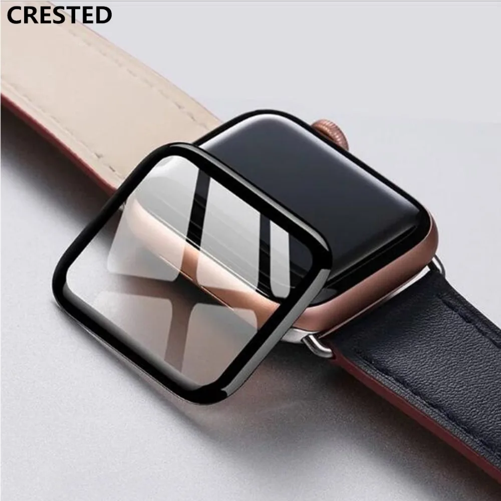 Хохлатое закаленное стекло для apple watch Группа apple watch 4 3 iwatch 42 мм 38 мм 444 мм 40 мм 3D изогнутая поверхность 9H защита экрана