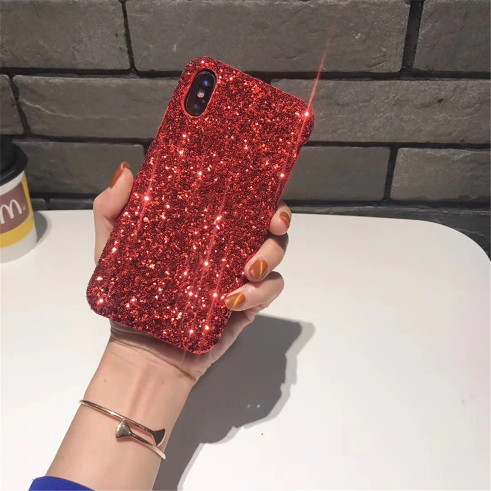 Тепла стильный 3D блеск блестящий чехол со светящимся напылением для iPhone XS X XR MAX 5 6