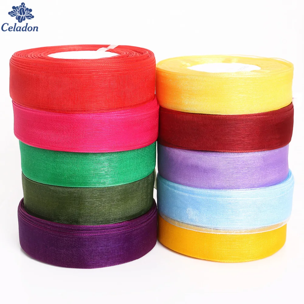 50 ярдов/рулон ленты из органзы ширина 1 дюйм (25 мм)|organza ribbon wedding|ribbon weddingribbon tape |