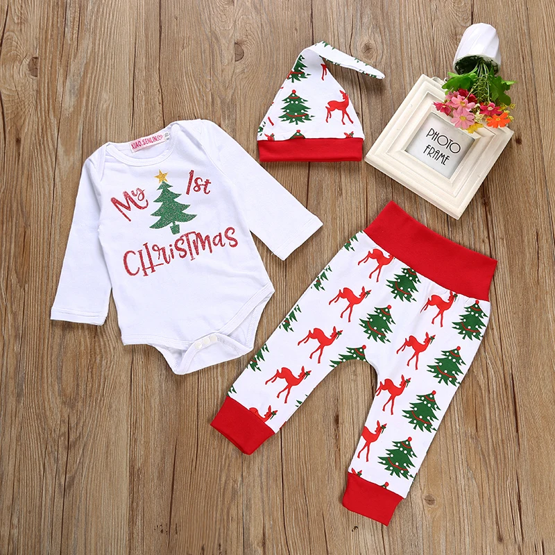 2019 рождественские комплекты одежды для новорожденных мальчиков и девочек