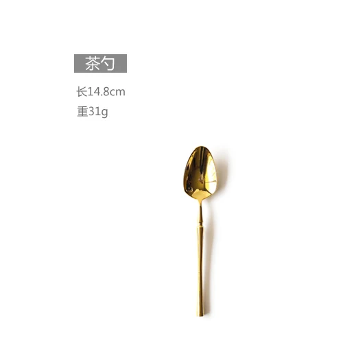 Tea Spoon Набор столовых приборов из нержавеющей стали, золотой, зеркальная полировка, столовая посуда, столовый нож, вилка, продукты, инструменты, кухонные аксессуары - Цвет: Tea Spoon