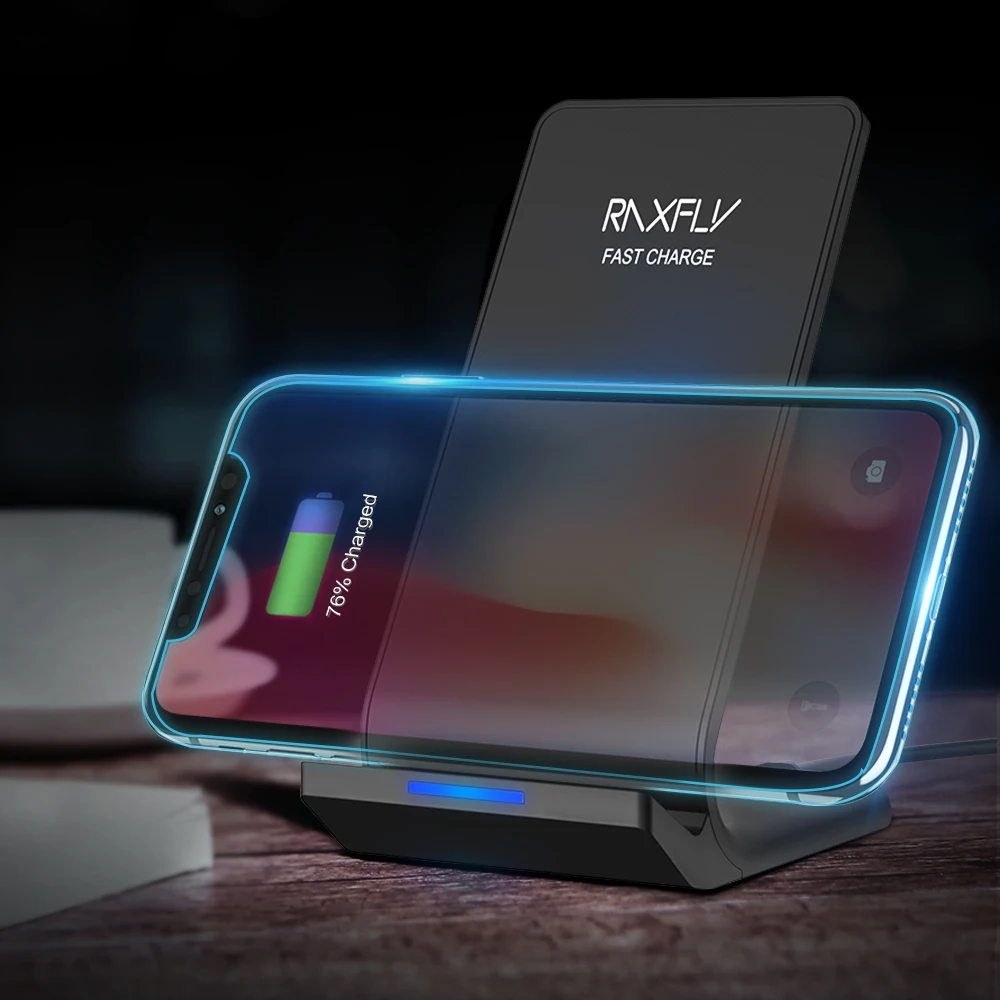 Raxfly 10 Вт QI Беспроводной Зарядное устройство для iPhone X 8 плюс Быстрая зарядка держатель для Samsung S8 плюс S7 S6 края Примечание 8 телефон быстрая Зарядное устройство