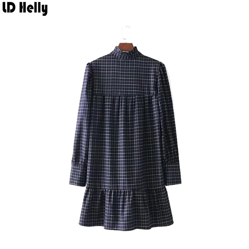 LD Helly 2018 Для женщин с воланами плиссированное платье в клетку Новинка весны