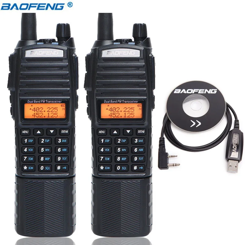2 шт. Baofeng UV-82 8 Вт мощная рация Двухдиапазонная 3800 мАч 10 км дальность действия UV 82 UV82 для портативной охоты и пешего туризма - Цвет: add usd cable