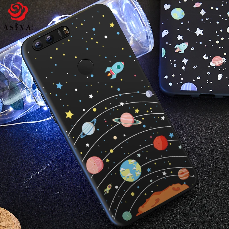 Silicone Case For Huawei Honor 8 Cover Stars And Space Whale Pattern Design 9 10 Shockproof Bumper |