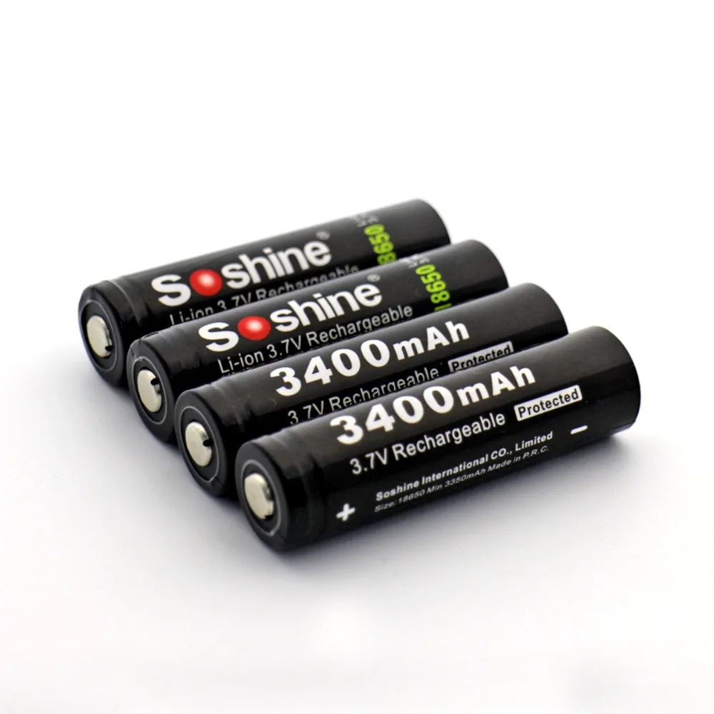 Soshine 18650 3 7 V 3400mAh аккумуляторная батарея защищена высокой разрядкой литий-ионных