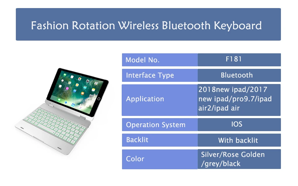 Беспроводная Bluetooth клавиатура для Ipad 9,7 Ipad air1/2 с Цветной подсветкой для планшетов клавиатура