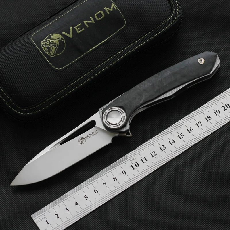 Складной нож VENOM HARPOON M390 TC4/CF с ручкой охотничьи ножи для кемпинга карманный