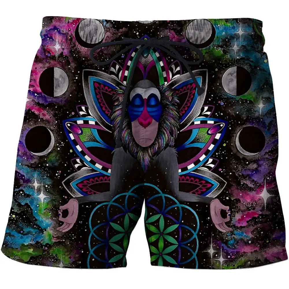 

Animal monkey Men T-Short Bodybuilding Breathable Fitness Male Short 3D print Vacation Summer Surfing Beach Quick Dry Pant