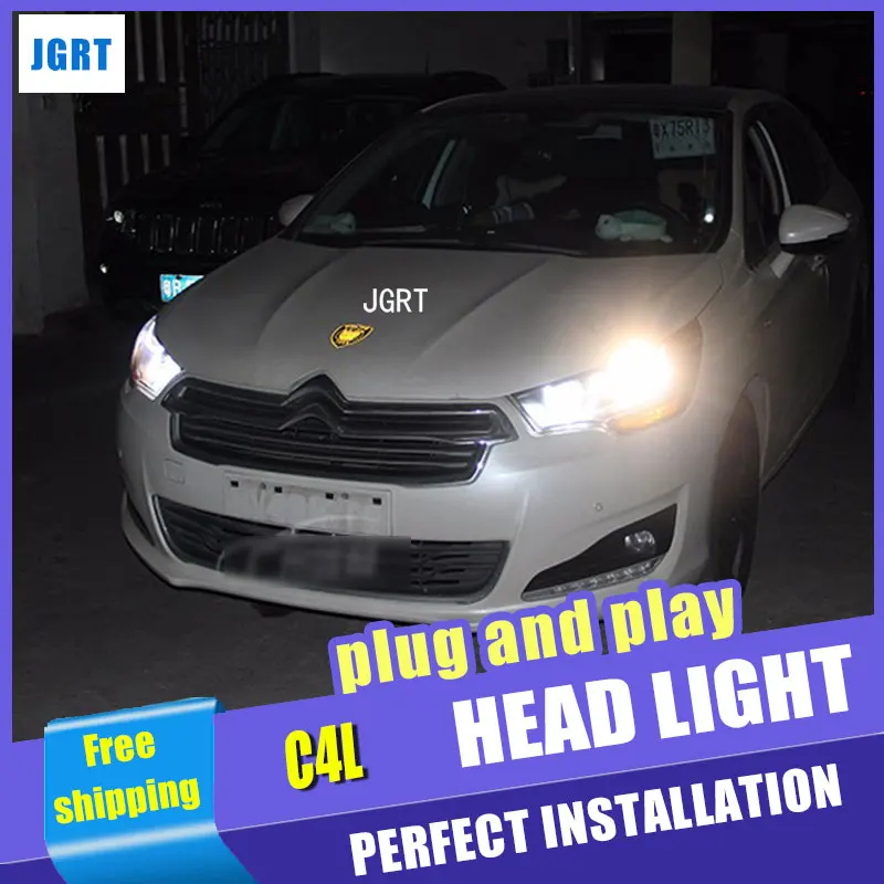 Автомобильный Стайлинг для Citroen C4L фара в сборе C4 светодиодный DRL Объектив двойной луч H7 с hid комплект 2 шт