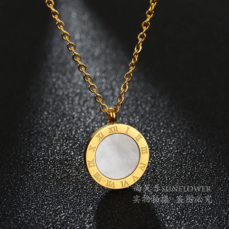 Eleple Simple Roman Digital Stainless Steel Necklaces Women Fashion Party Celebration Gifts Necklace Jewelry Accessories S-N28 | Украшения