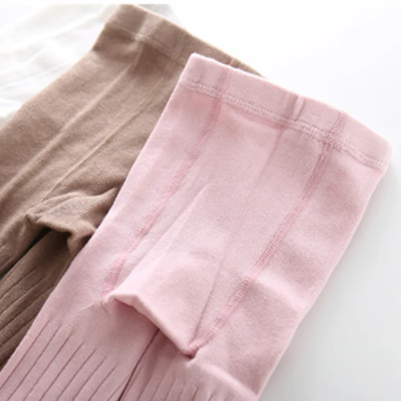 Теплые мягкие хлопковые однотонные милые леггинсы для новорожденных девочек