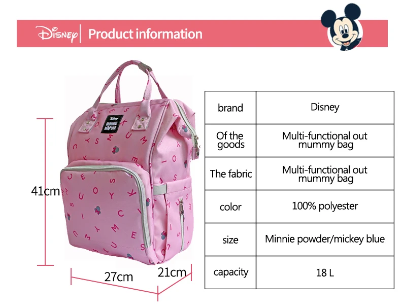 Disney Мумия подгузник для беременных сумки рюкзак большой емкости USB термобутылка для кормления подгузник Детская сумка для путешествий для ухода за ребенком