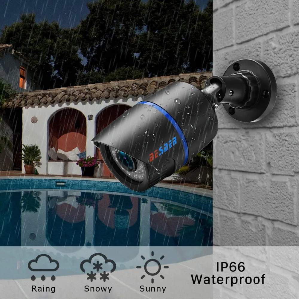 BESDER H.265 2-мегапиксельная ip-камера безопасности для наружного видеонаблюдения Full HD