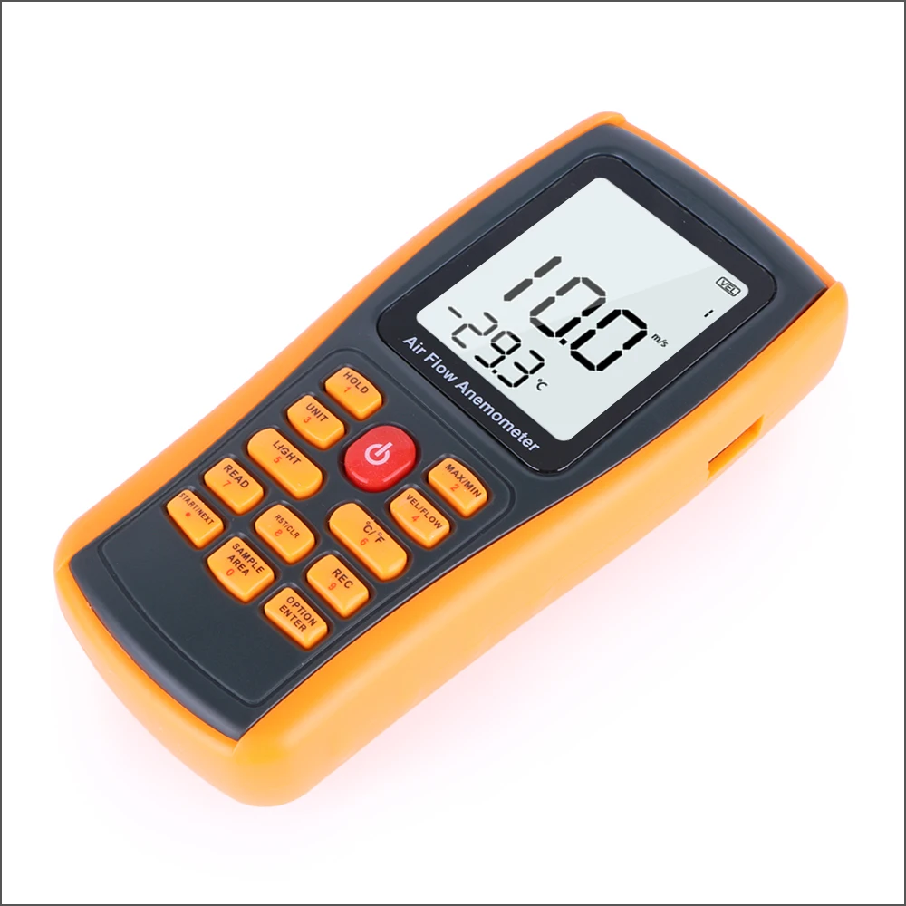 RZ Anemometer Wind Speed Meter Digital Handheld Range 0-45m/s Air Volume Ambient Temperature Tester With USB Interface Sensor |