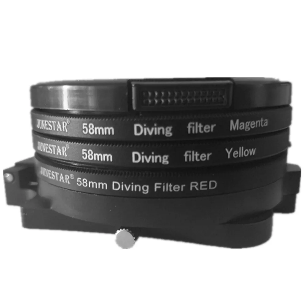 58mm Yellow Red Magenta Diving filter + 58 mm lens cap adapter ring for GoPro Hero 5 6 7 waterproof housing case | Электроника