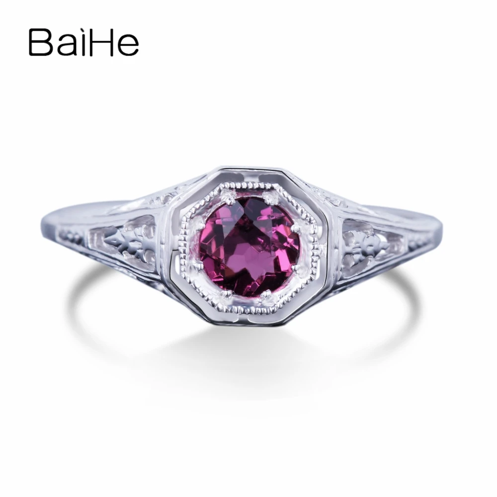 BAIHE Стерлинговое Серебро 925 0.4ct сертифицированное безупречное турмалиновое обручальное женское офисное/деловое модное кольцо, хорошее ювелирное изделие, подарочное кольцо