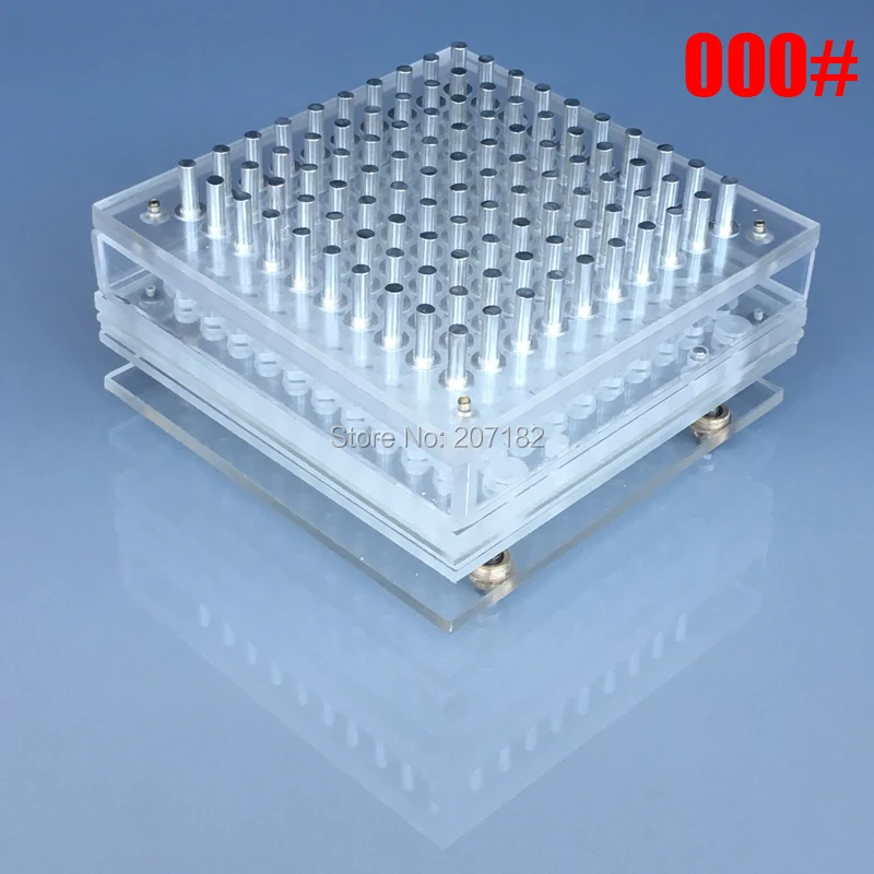 For Size 000 Capsule Новинка! 100 отверстий 000#, 00#, 0#, 1#, 2#, 3#, 4#5# Plexigalss ручная машина для наполнения капсул, наполнитель капсул с трамбранным инструментом - Цвет: For Size 000 Capsule