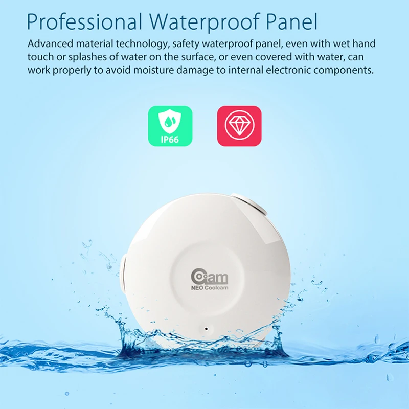 

NEO Coolcam Smart WiFi Water Sensor Wi-Fi Leak Detector Alarm Sensor and App Notification Alerts Support IFTTT