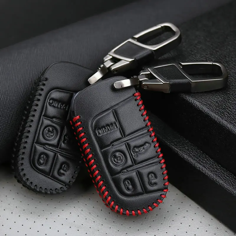 Кожаный дистанционный смарт чехол для ключей Fob Dodge Journey charger Jeep Renegade Grand Cherokee Chrysler