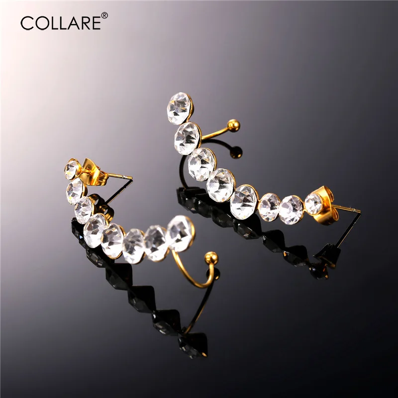 Женские серьги Клипсы из нержавеющей стали с кристаллами|clip earrings for women|crystal clip