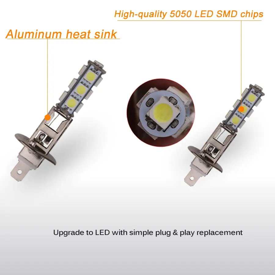 1 шт. большая акция H1 Высокая мощность 13 SMD 5050 СВЕТОДИОДНАЯ Лампа Белая Автомобильная фара противотуманная фара Лампа DC 12 В