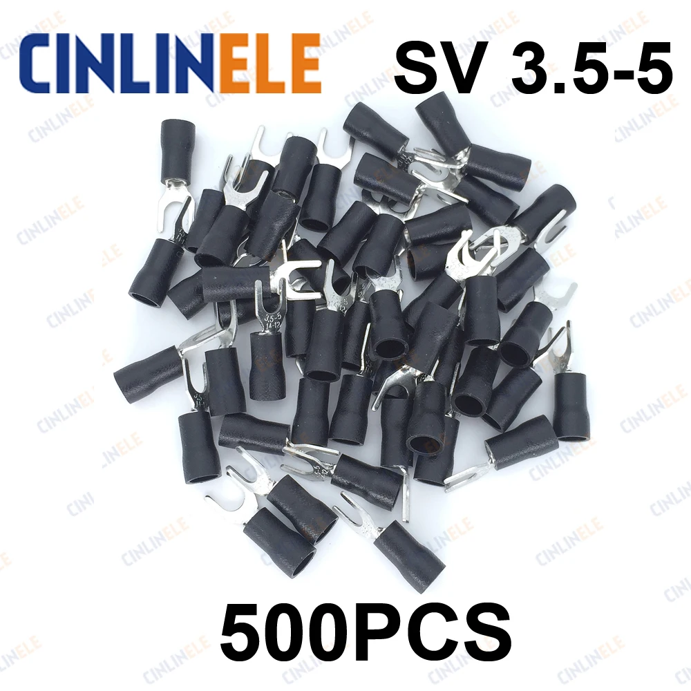 

500 шт./лот обжимной терминал SV 3,5-5 AWG12-10 2,63-4,62 мм ^ 2 ОБЖИМНАЯ Вилка Лопата терминалы Вилка Терминал латунь SV3.5-5
