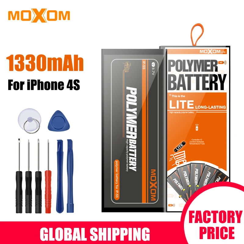 MOXOM батареи для мобильного телефона iPhone 4S 4GS 1330mAh реальная емкость Замена 3 7 V литий