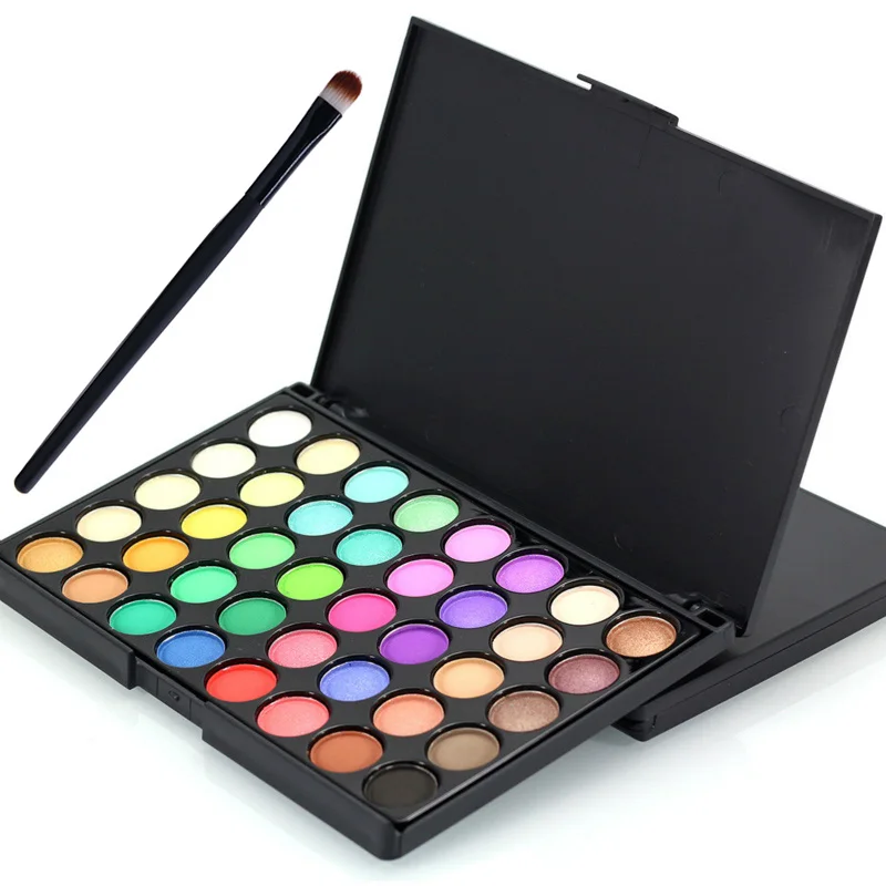 40 цветов матовые тени для век Pallete + 1 Кисть макияжа Палитра теней Блеск