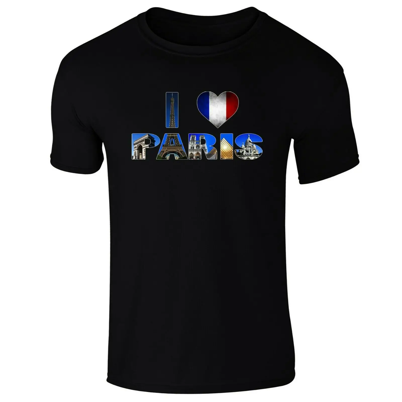 Мужская хлопковая футболка с принтом I Love Paris|Мужские футболки| |