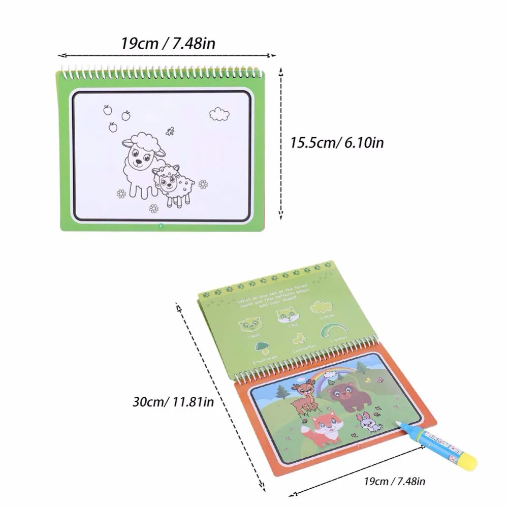8 видов стилей многоразовые Волшебная водная живопись книга с ручкой в форме