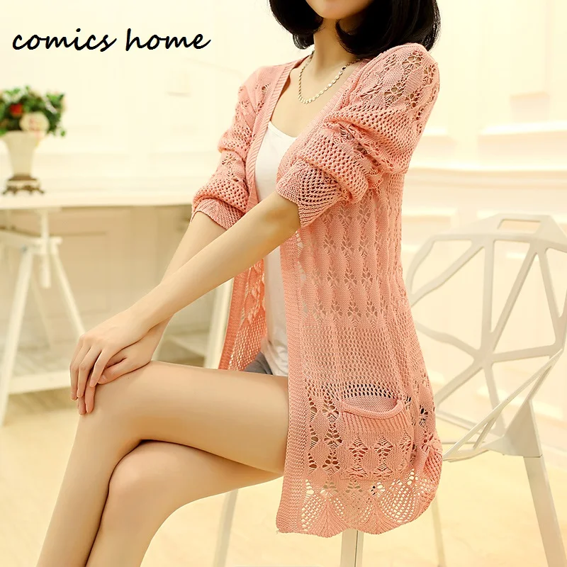 Новинка 2016 весна осень мода женский корейский жакет свитера пальто цвет длинный