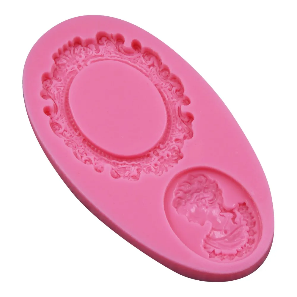 Овальная Камея и овальная рамка форма для помадки миниатюрная силиконовое