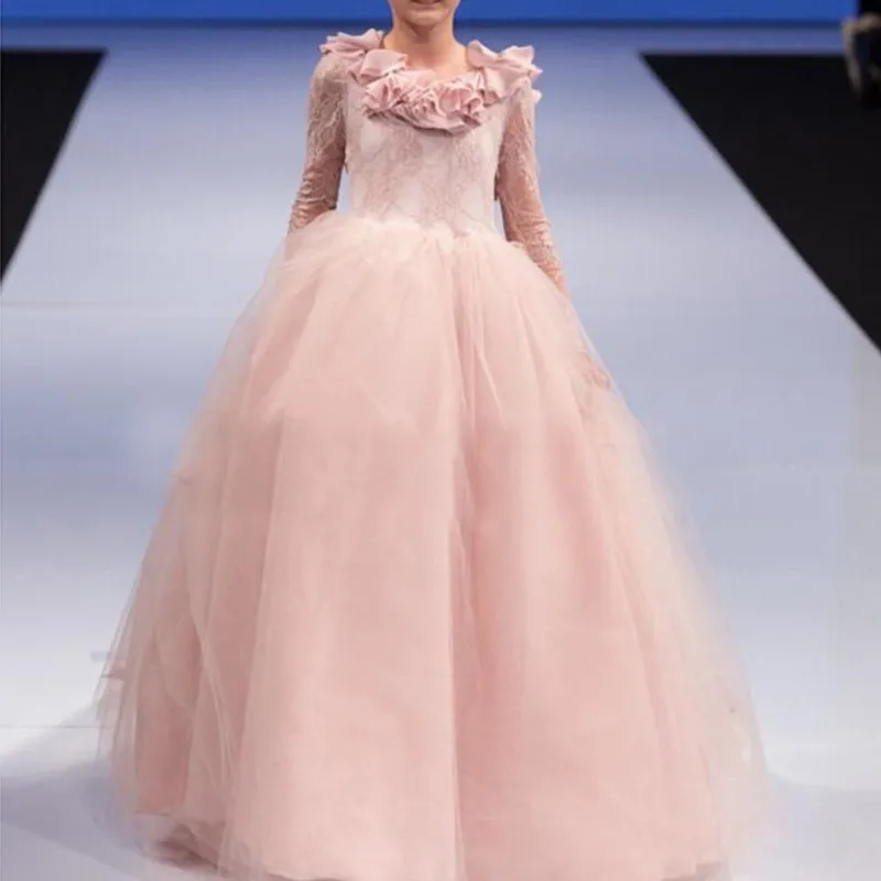 Fashion розовый белый слоновая кость кружева цветочница платье для свадьбы с