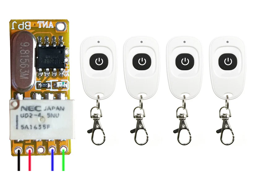 

3.6V 3.7V 5V 6V 7.4V 9V 12V Button Remote Switch Relay NO COM NC Receiver Transmitter Door Access Control Lock Wireless Switch