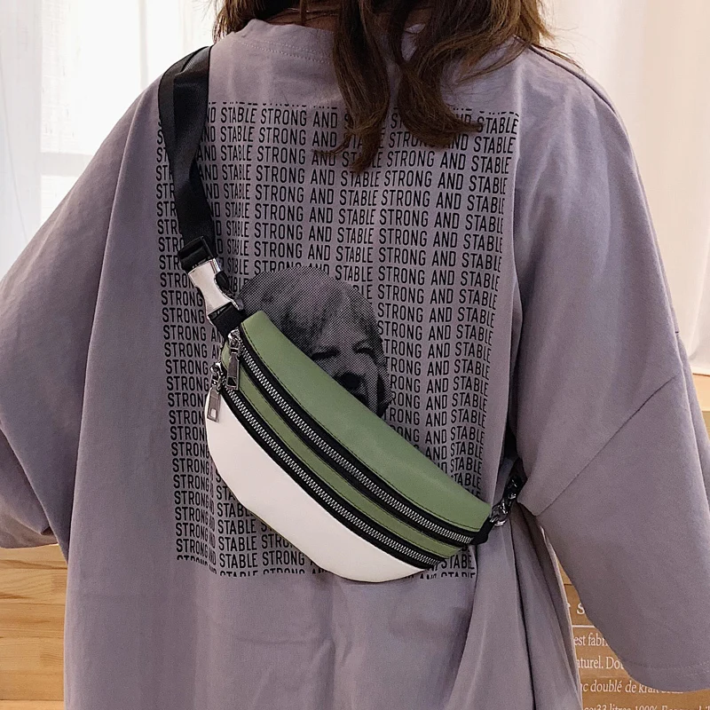 [BXX] Women's Single Shoulder Crossbody Bag All-match Flap Fashion Female Chest Package Wide Straps Chain Waist Bag HF745