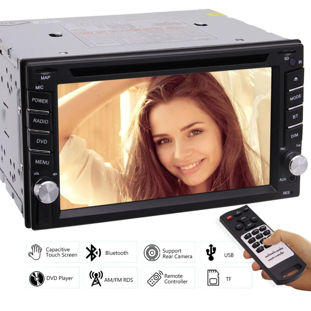 6 2 'ƈ DIN Bluetooth Автомобильный видео плеер Авторадио Стерео DVD CD FM AM радио