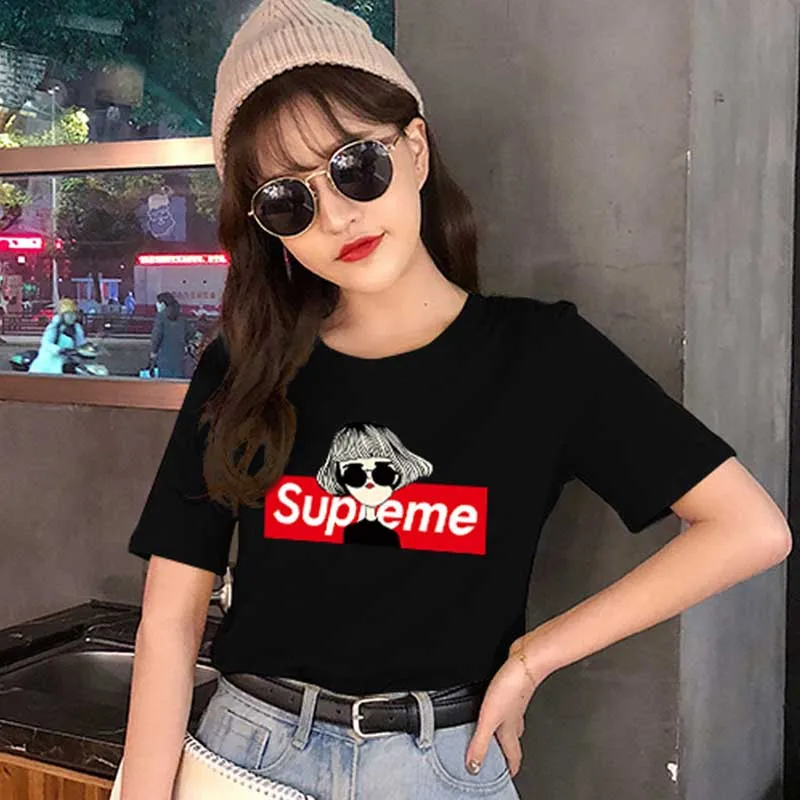 Ladies Tops for Summer Hong Kong Tide Short Sleeve Polyester Tees Casual Fashion Design T Shirt Femme Sweet Women Tee-shirt | Женская