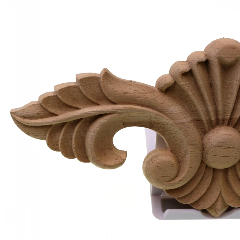 RUNBAZEF Natural Floral Wood Carved Decal Appliques Frame Wall Doors Furniture Woodcarving Decorative Wooden Figurines Crafts | Дом и сад