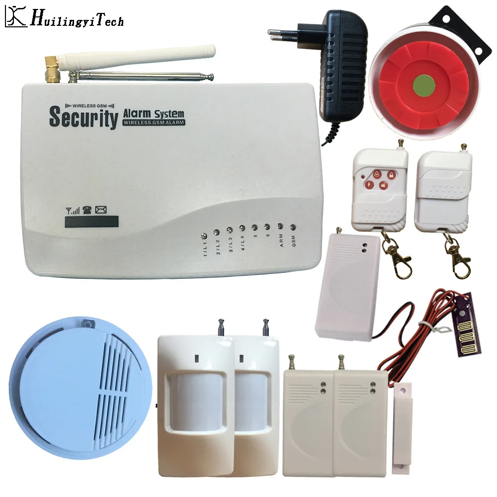 gsm-2p2d1w1s1 Беспроводная GSM сигнализация двойная антенна GSM домашняя сигнализация s с извещателем Русский Английский Голос домашняя Безопасность GSM сигнализация - Цвет: gsm-2p2d1w1s1